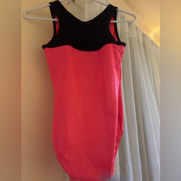 Neon Coral Tank Leotard - Picture 2 of 4